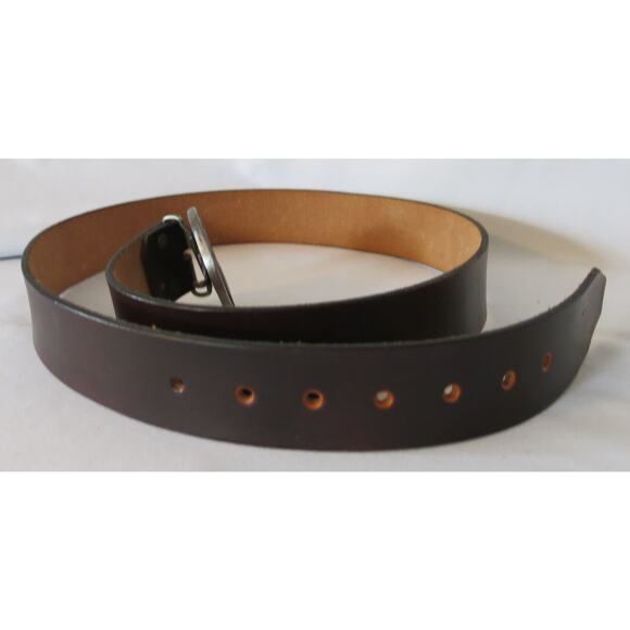 Men's Leather Belt L/XL* Personalized HAL Religious Marriage Silver Buckle Brown - Picture 7 of 11